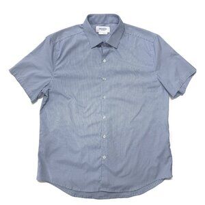 Ministry Of Supply Short Sleeve Button‎ Up Shirt Mens Large Blue Check Stretch